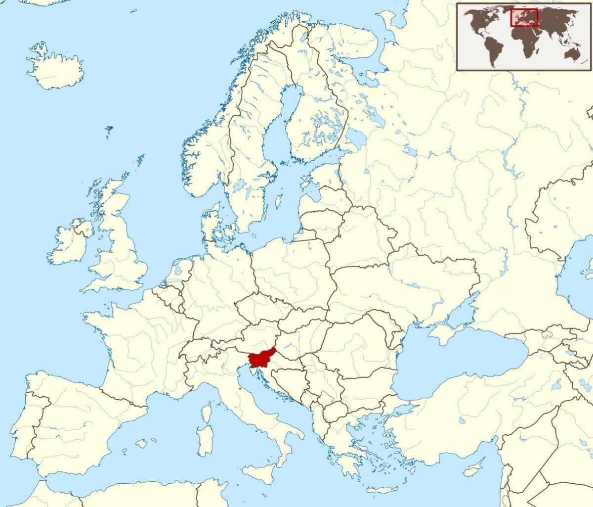 슬로베니아에 위치하는 세계 지도